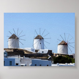 Windmühlen von Mykonos Poster