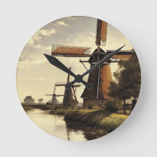 Windmühlen-Wall-Uhr Runde Wanduhr