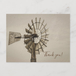 Windmühlenrad Sepia Dankeschön-Postkarte Postkarte