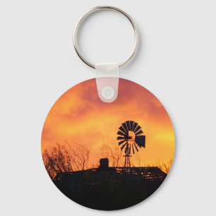 Windmühlensonnenuntergang Schlüsselanhänger