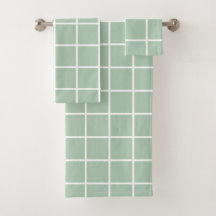 Window Pane Grid, White on Sage Green