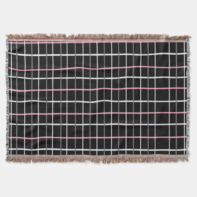 Window Pane Print in Schwarz/Weiß mit Rosa Decke (Vorderseite)