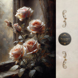Window Roses in Blush Decoupage Seidenpapier