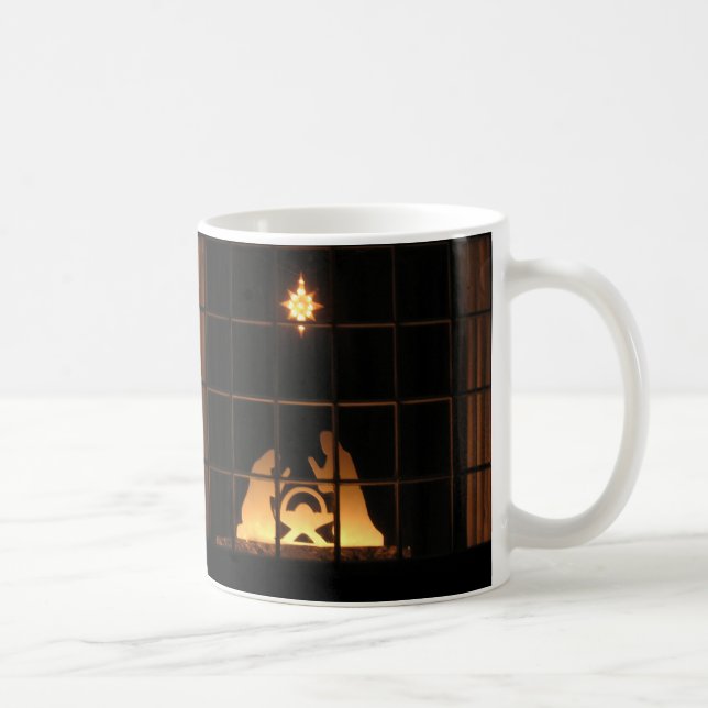 Window Silhouette Krippe Frohe Weihnachts-Tasse Kaffeetasse (Rechts)
