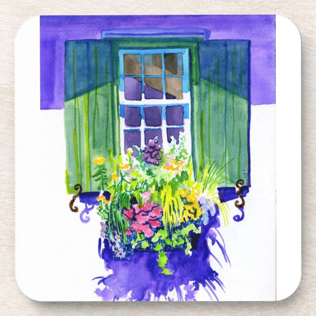 Windowbox watercolor getränkeuntersetzer (Vorderseite)