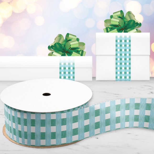 Windowpane Weave Gingham in Green and Aqua Ripsband (Von Creator hochgeladen)