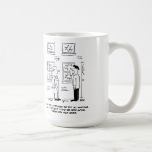 Windows hineinstecken. Ein Missverständnis. Kaffeetasse