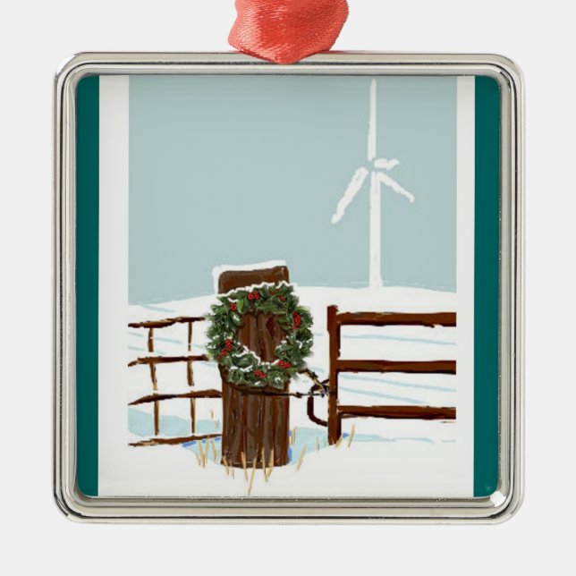 Windpark-Weihnachtsverzierung Silbernes Ornament (Vorne)