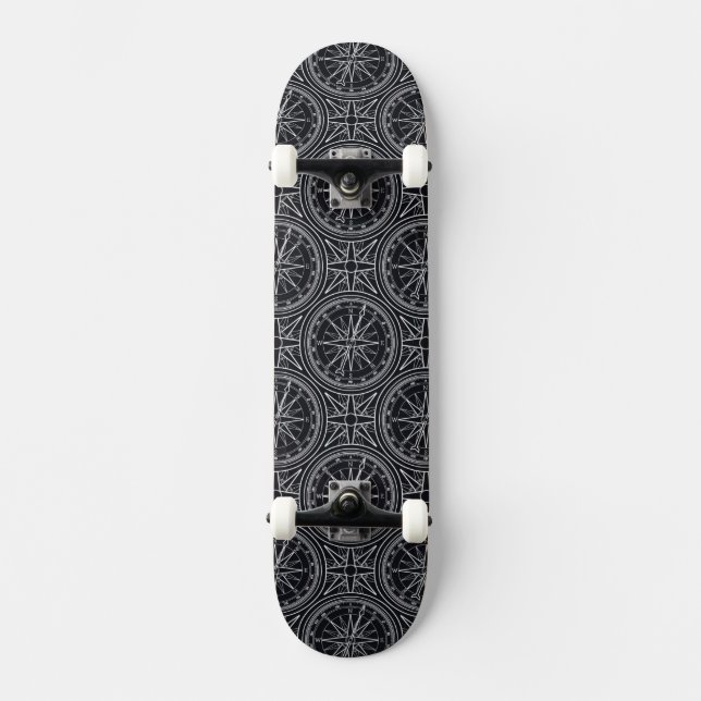 Windrose-Kompassmuster Skateboard (Vorderseite)