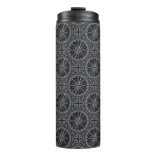 Windrose-Kompassmuster Thermosbecher (Vorderseite)