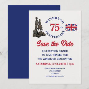 WINDRUSH 75-jähriger Union Jack Save The Date