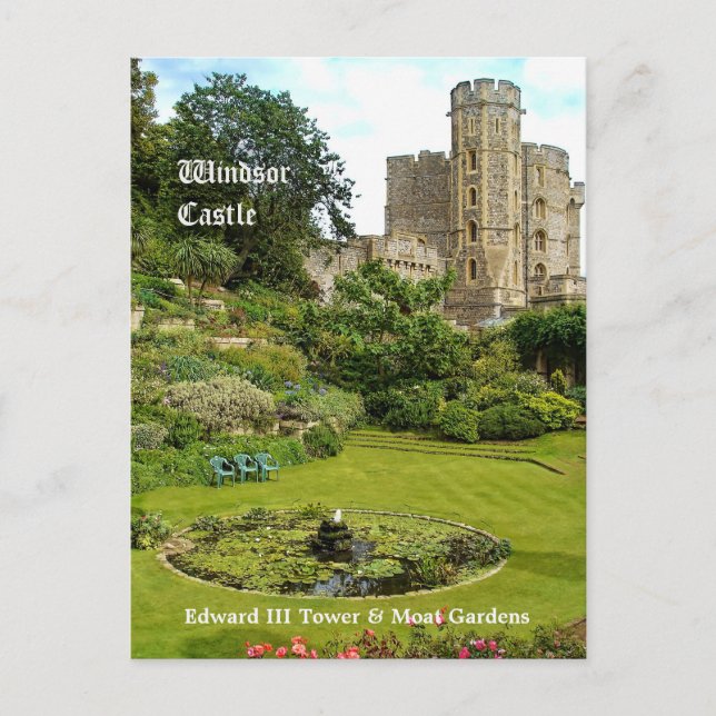 Windsor Castle - Edward III Tower & Moat Garden Postkarte (Vorderseite)