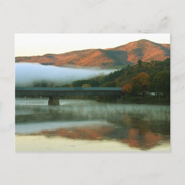 Windsor Cornish Bridge Mount Ascutney Sunrise Postkarte (Vorderseite)