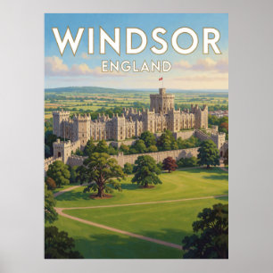 Windsor England Schloss und Parklandschaft   Poster