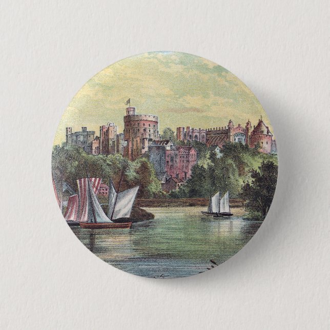 Windsor Schloss über der Themse Button (Vorderseite)