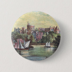 Windsor Schloss über der Themse Button