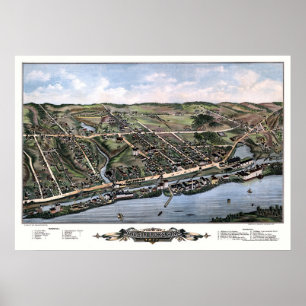 Windsor Verschlüsse, panoramische Karte CT - 1877 Poster