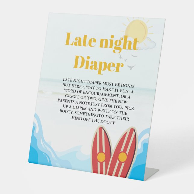 Windsurfen am Strand spät abends Windeln Babydusch Sockelschild (Vorderseite)