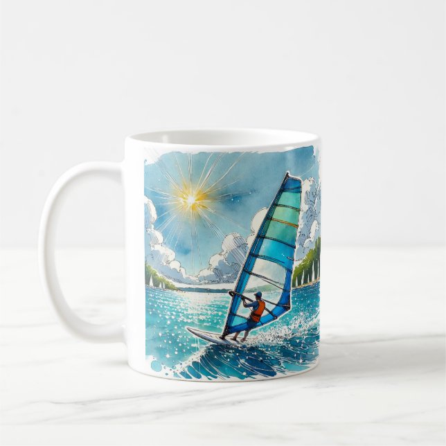 Windsurfen in einem See Kaffeetasse (Links)