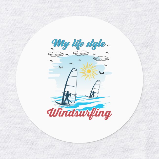Windsurfen ist mein Lebensstil Etiketten (Design 4)