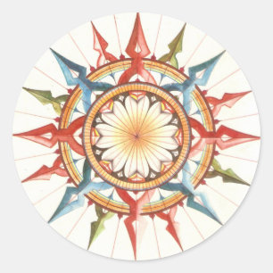 windsurfen rose, compass, runder aufkleber
