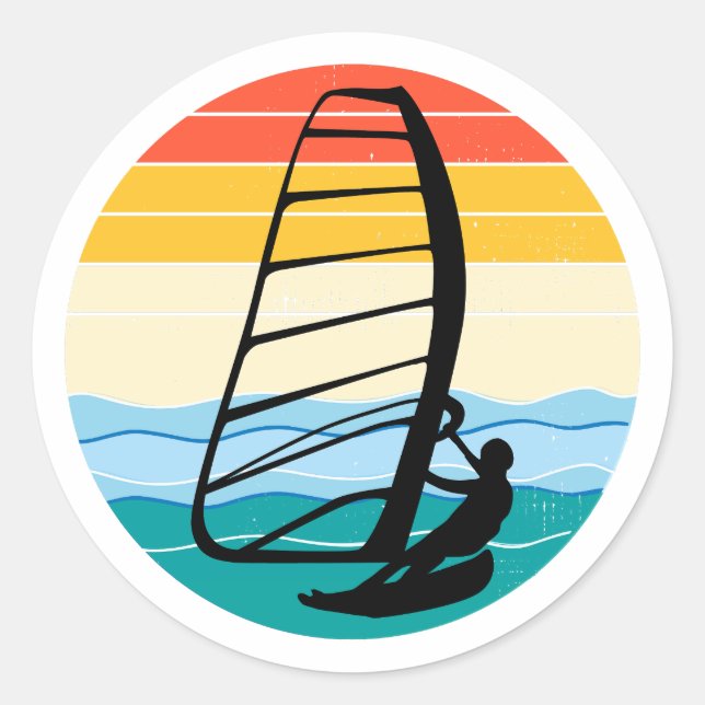 Windsurfen Windsurfen Surfen Surfen Wassersport Runder Aufkleber (Vorderseite)