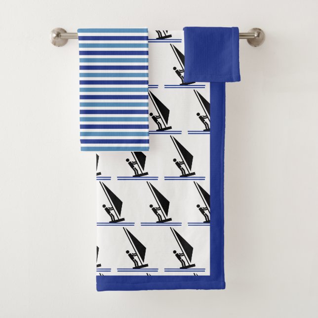 Windsurfer an Bord und Streifen Windsurfen Badhandtuch Set (Insitu)