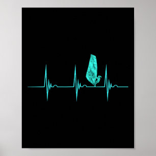 Windsurfer Heartbeat Ekg Pulswasser Sport Windsur Poster