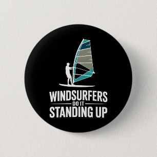 Windsurfer Machen Es Im Stehen Surfbrett Ozeanwell Button