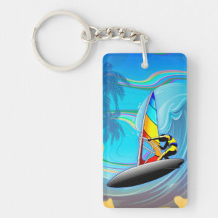 WindSurfer on Ocean Waves Schlüsselanhänger