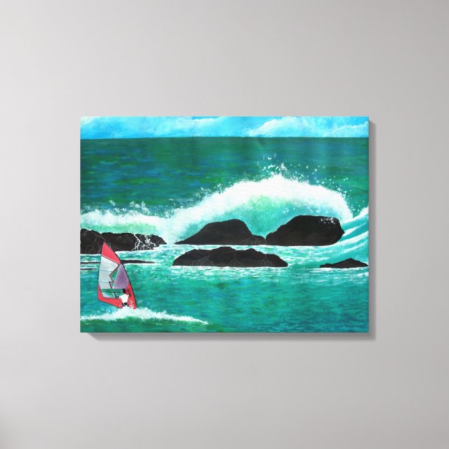WindSurfer Windsurfen in Hawaii Seascape Wrappe Leinwanddruck (Vorderseite)