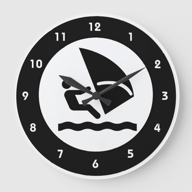 Windsurfing Design Wall Clock Große Wanduhr (Vorderseite)
