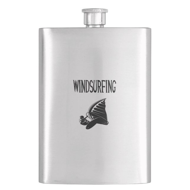 windsurfing schwarzer Sport des Textes v5 windsurf Flachmann (Vorderseite)