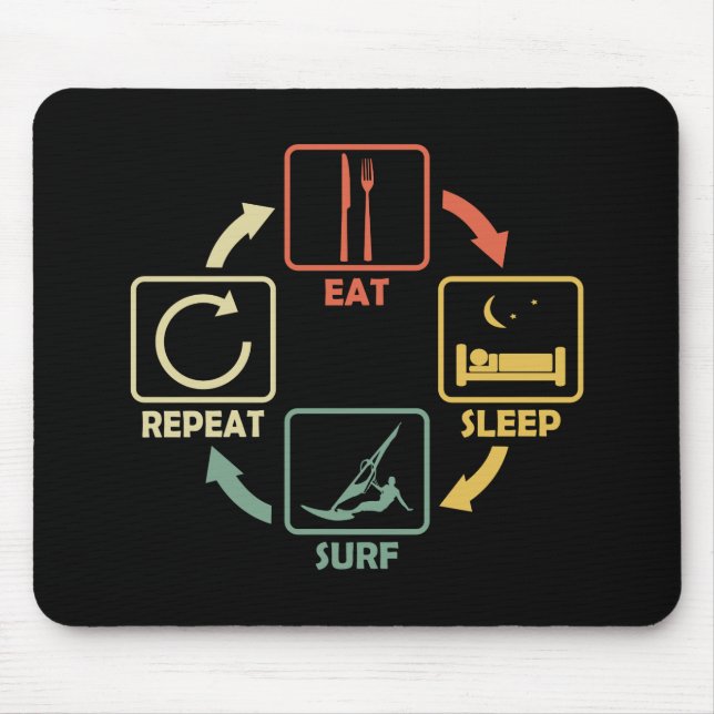 Windsurfing Sleep Wiederholung Retro Mousepad (Vorne)
