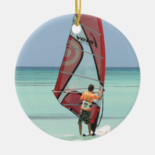 Windsurfing Verzierung Keramikornament (Vorne)