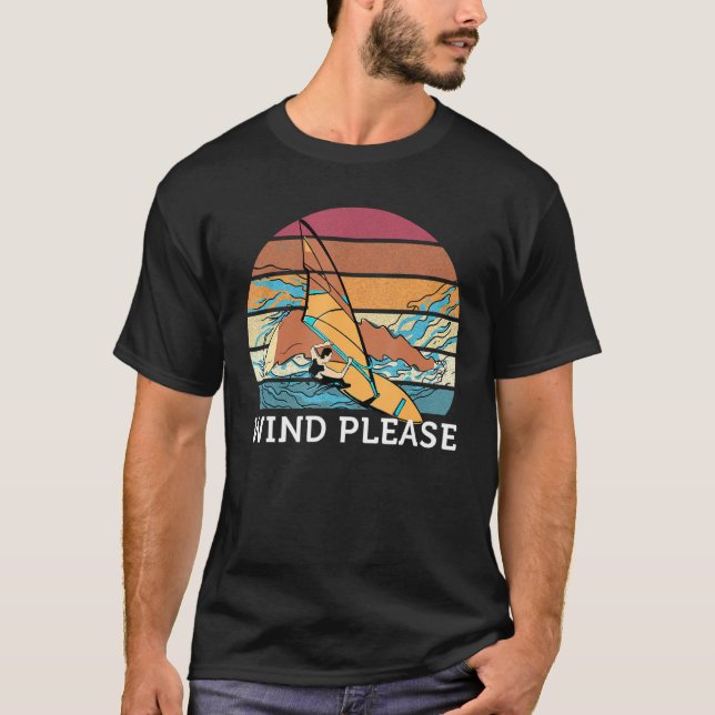Windsurfing Vintag Sunset Surfboard T-Shirt (Vorderseite)