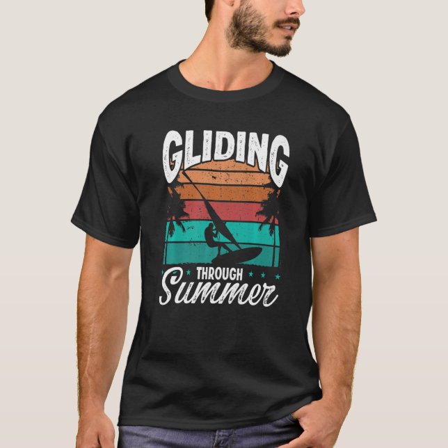Windsurfing Vintage Board Gliding Summer Windsurfe T-Shirt (Vorderseite)