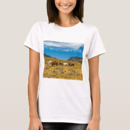 WINDSWEPT Mountain View where horses graze scenic. T-Shirt
