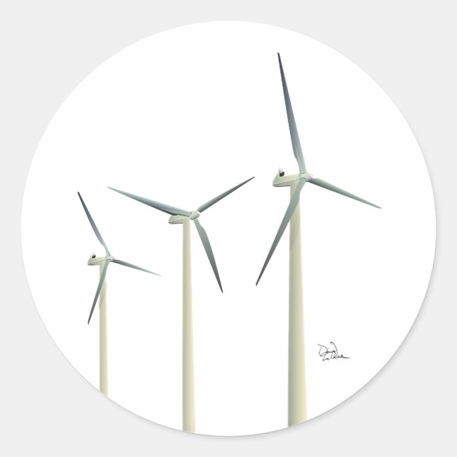 Windturbine Runder Aufkleber (Vorderseite)