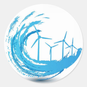 Windturbinen Blauer Swirl Runder Aufkleber
