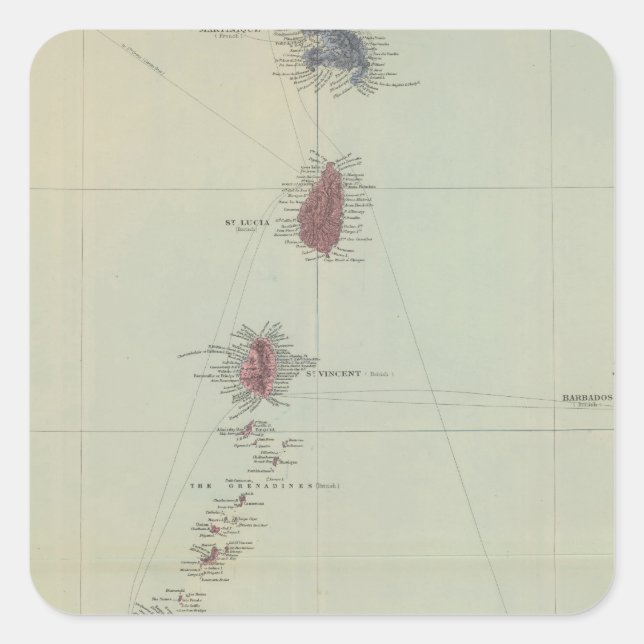 Windward Islands 2 Quadratischer Aufkleber (Vorderseite)