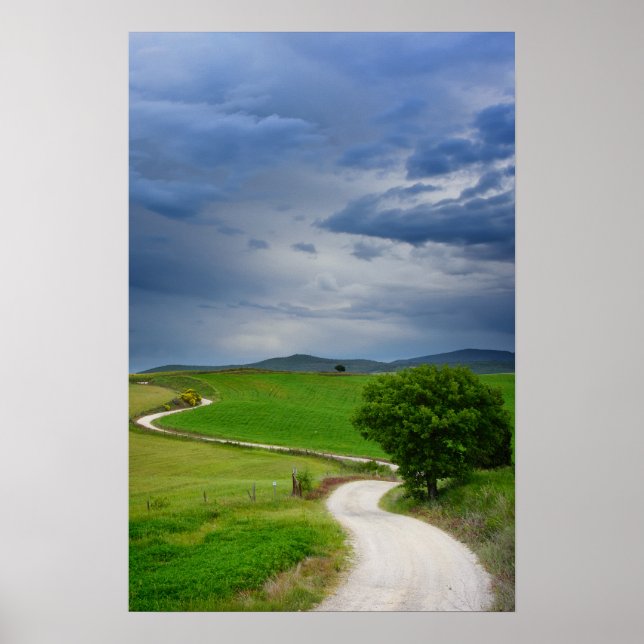 Windweg unter einem dunklen Himmel Poster (Vorne)