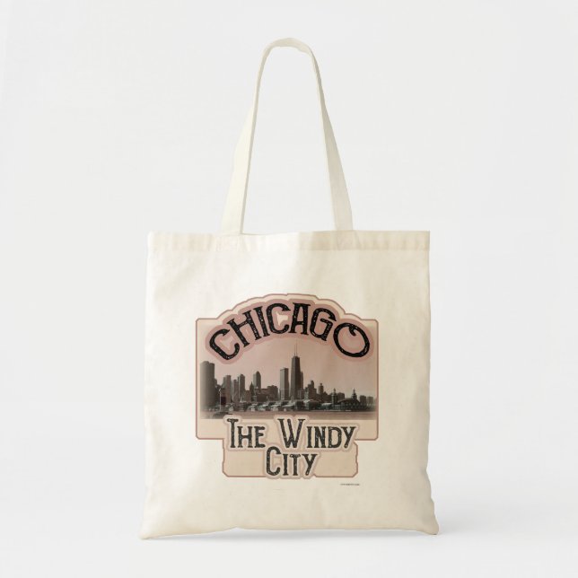 Windy City Chicago Style Fun Skyline Design Tragetasche (Vorne)