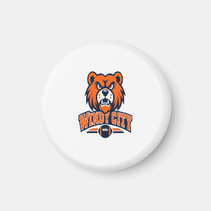 Windy City Football Wütender Bär Maskottchen Sport Magnet