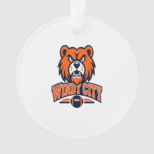 Windy City Football Wütender Bär Maskottchen Sport Ornament