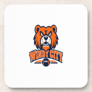 Windy City Football Wütender Bärenmaskottchen Spor Getränkeuntersetzer