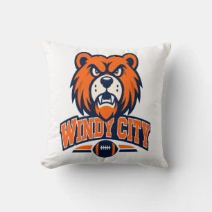 Windy City Football Wütender Bärenmaskottchen Spor Kissen