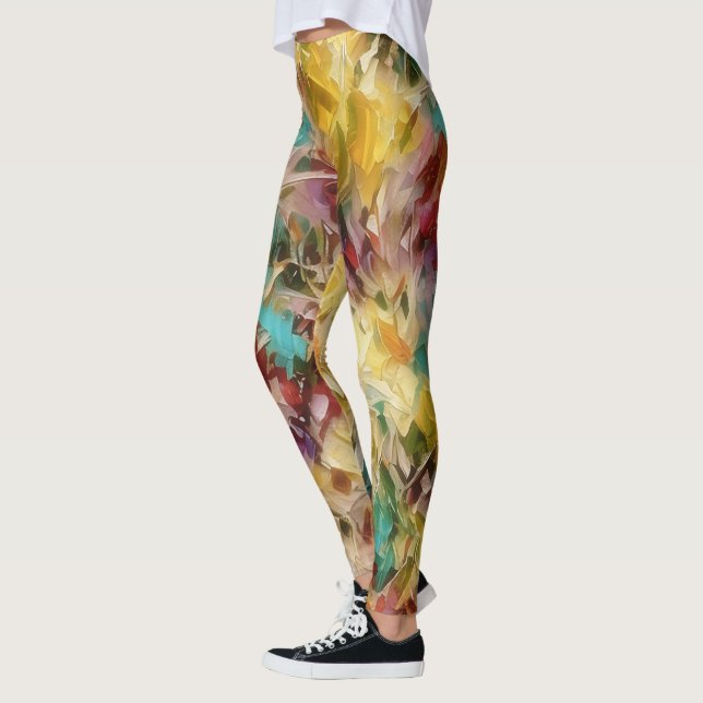 Windy Floral Abstrakte Farben Leggings (Links)