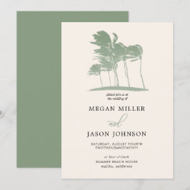 Windy Palm Trees, Sage Green Hochzeit in Urlaubsor Einladung