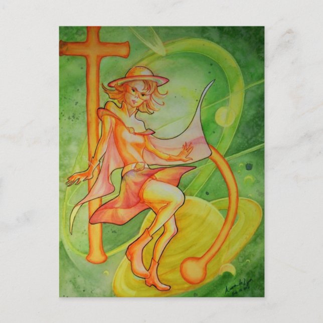 Windy Saturn Postkarte (Vorderseite)